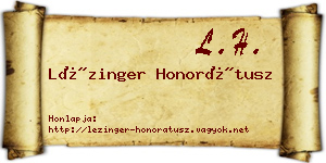 Lézinger Honorátusz névjegykártya